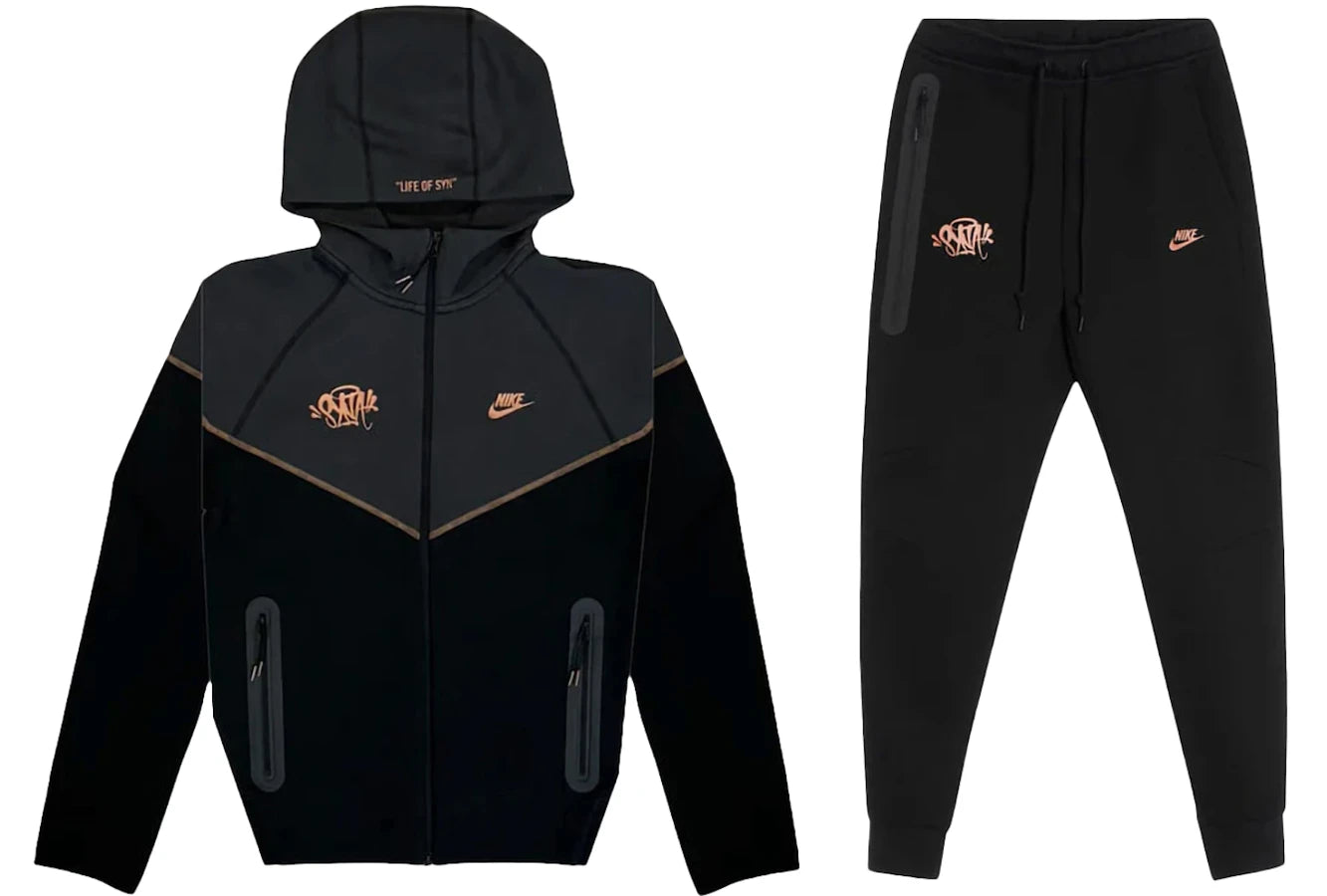 Nike Sportswear x Central Cee Syna World Tech Fleece Hoodie & Joggers Set Black/Metallic Red Bronze