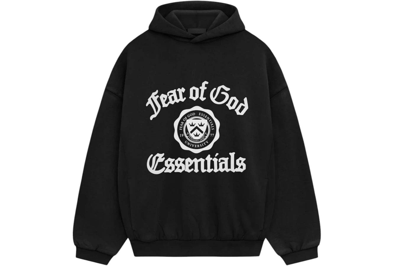 Fear of God Essentials Heavy Fleece Vintage Shrunken Hoodie Black