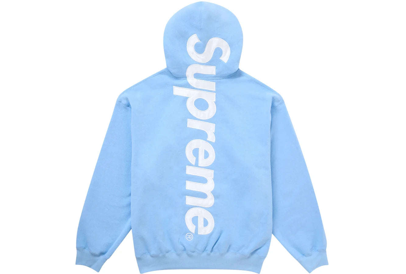 Supreme Satin Applique Hooded Sweatshirt FW24 Light Blue