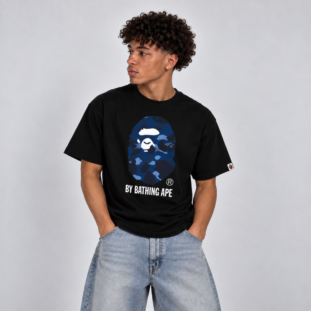 BAPE Color Camo Big Ape Head T-Shirt Black Navy