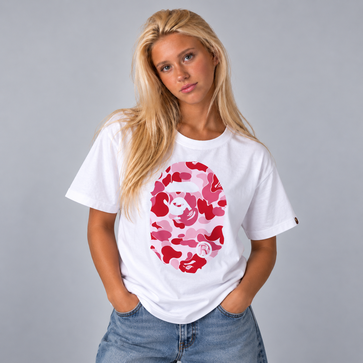 BAPE ABC Camo T-Shirt White Pink