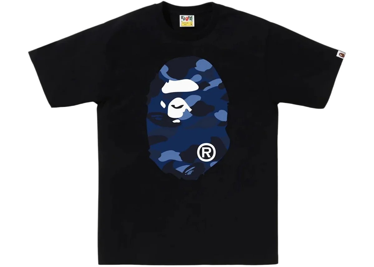BAPE Color Camo Big Ape Head T-Shirt Black Navy BAPE Color Camo Big Ape Head T-Shirt Black Navy