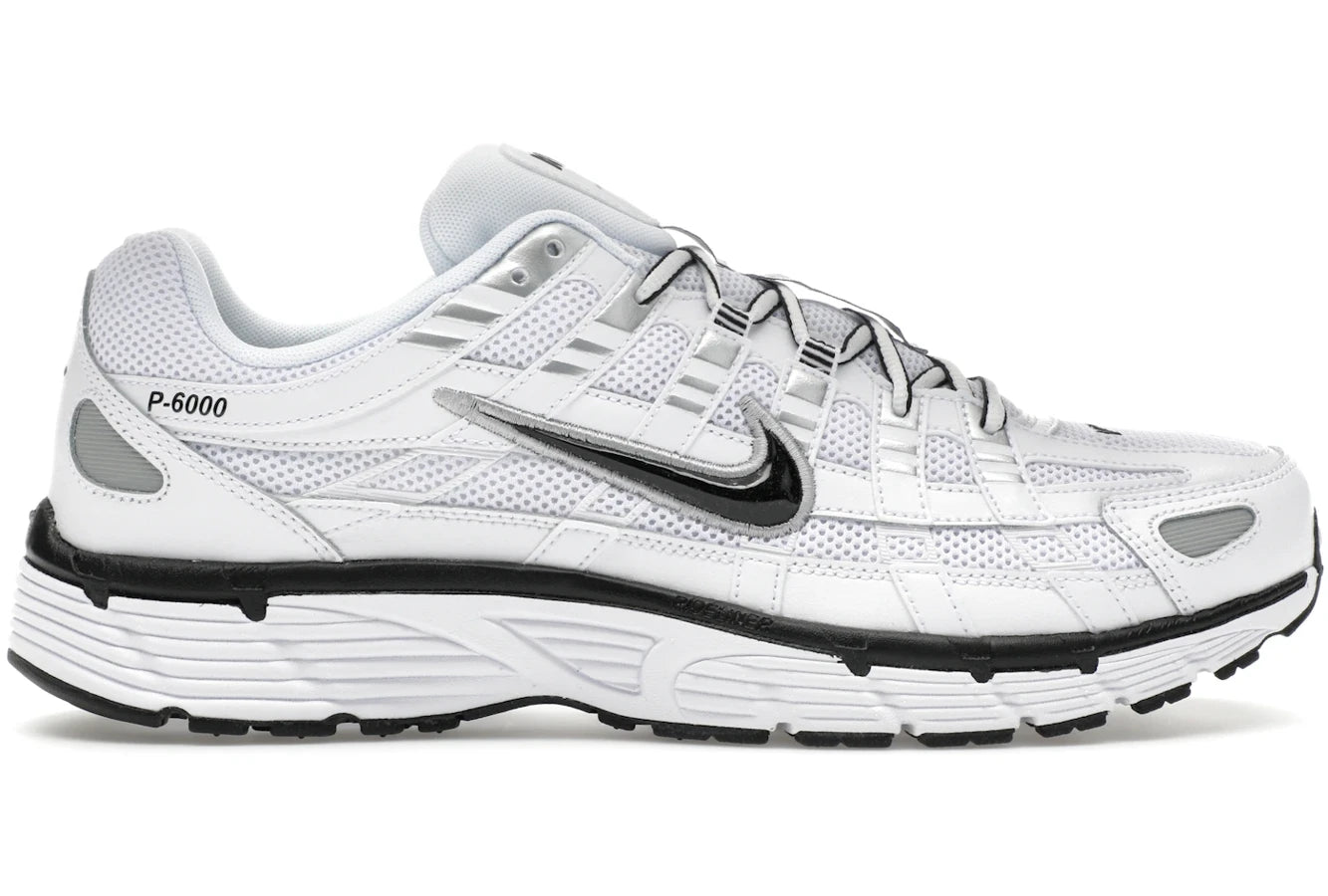 Nike P-6000 White Metallic Silver Black