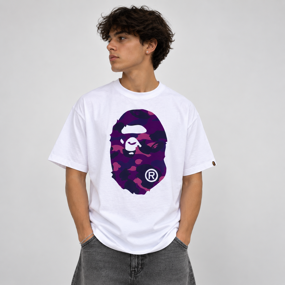 BAPE Color Camo Big Ape Head T-Shirt White Purple