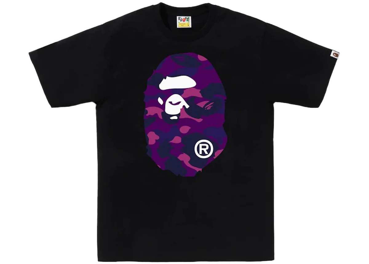BAPE Color Camo Big Ape Head T-Shirt Black Purple